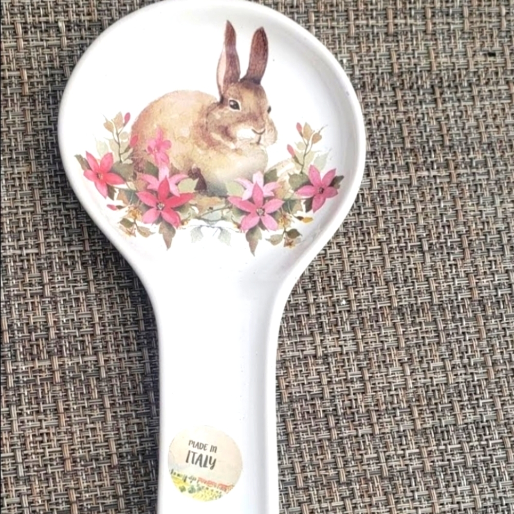 Ceramica cuore bunny spoon rest